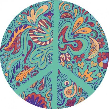 Sticker Peace and Love Bleu