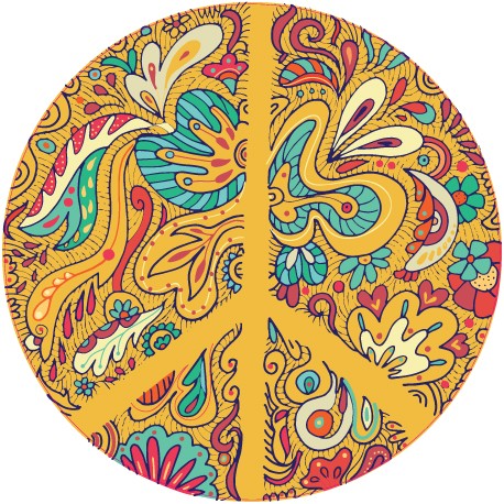 Sticker Peace and Love Ocre