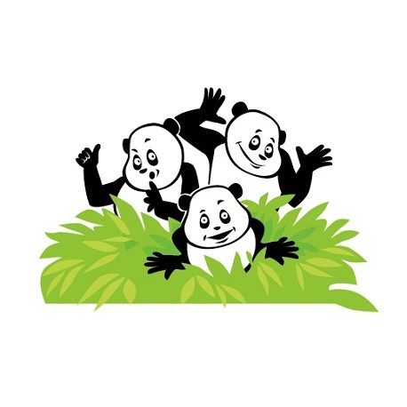 Sticker 3 Pandas Buisson